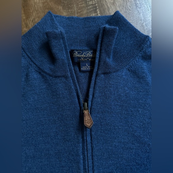Brooks Brothers 100% wool dark blue sweater with zipper - Picture 4 of 4